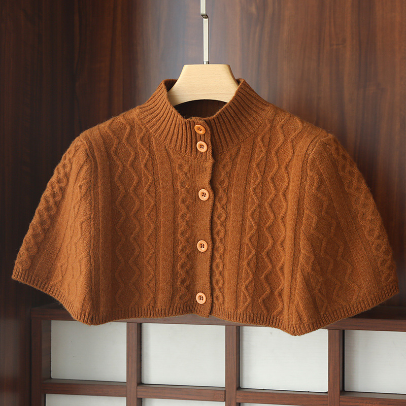 여성용 100% 순수 울 케이프 코트, 치파오 치마, 니트 아우터, 단추 조끼 및 숄더 가드가 포함된 새로운 중국 스타일