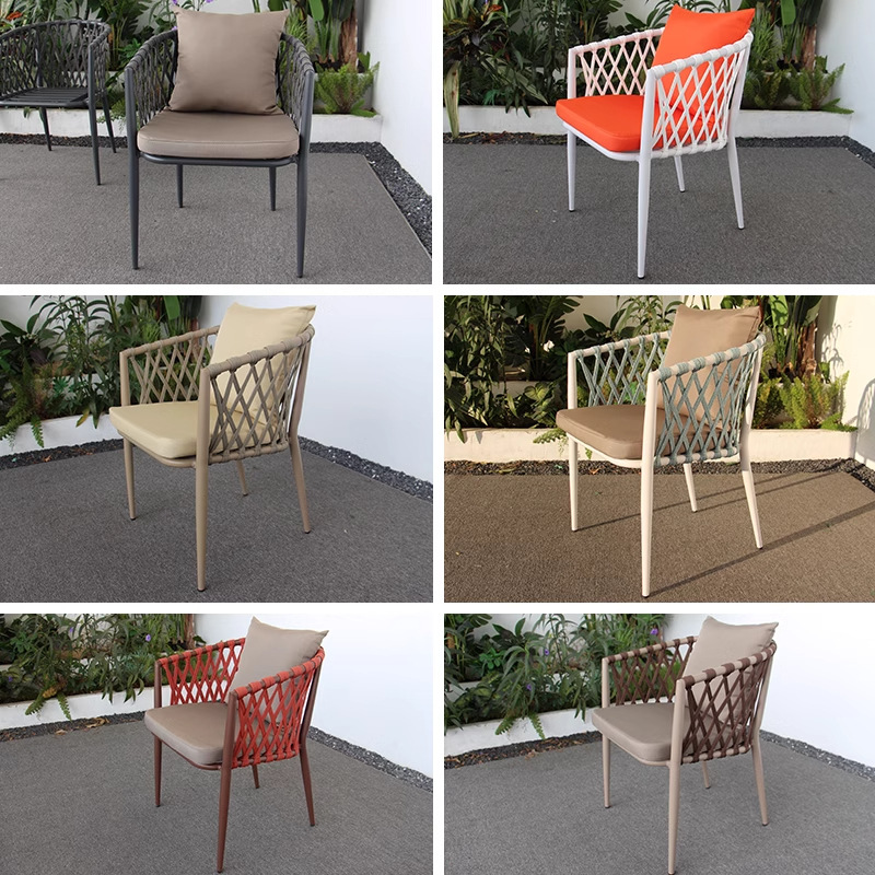 Sillas al aire libre nórdicas patio al aire libre villa silla de jardín silla de relajación silla de comedor de aluminio de caña