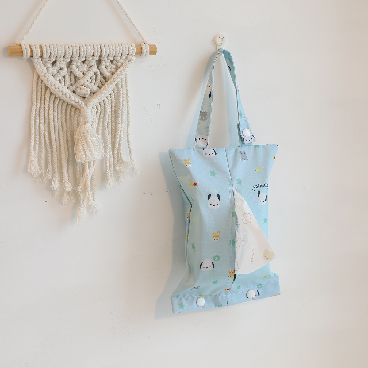 New Cartoon Melo Kuromi Waterproof Hanging Paper Towel Cover Car Paper Towel Cover Household Fabric Hanging Paper Box