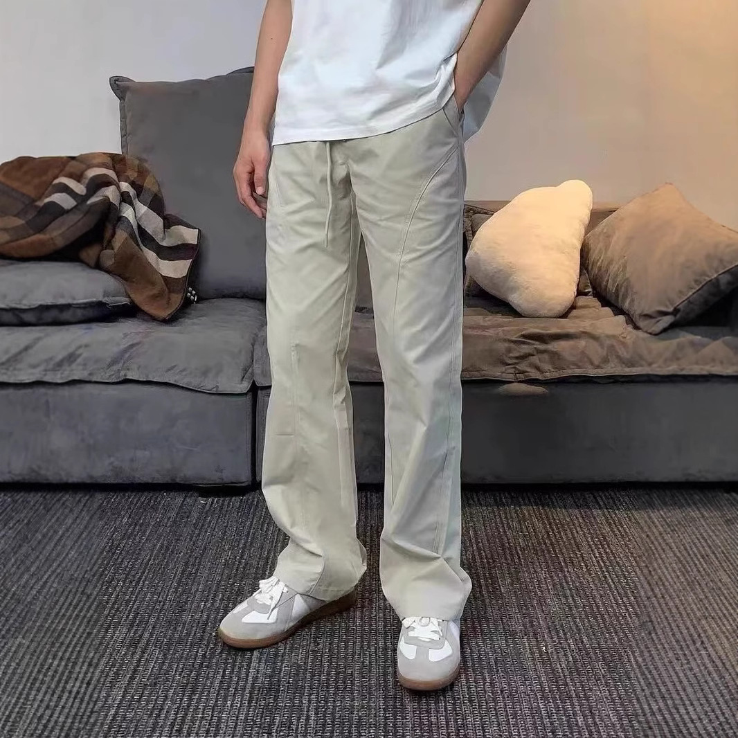 American Style Basic Diagonal Cut Casual Pants For Men Women, Summer Thin Workwear, Straight Loose Fit, Heightening And_mkmklike.com