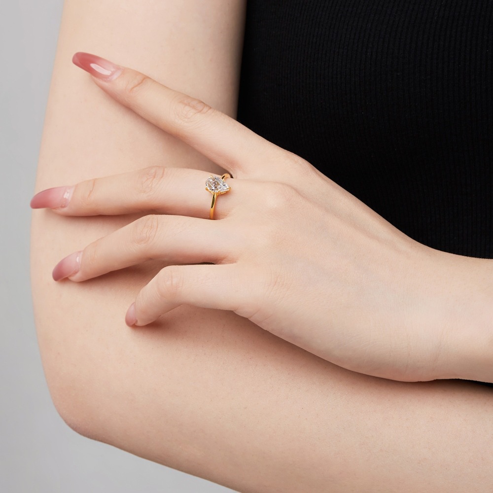 5g Weight Zircon Inlay Material Rings Classification 1 Piece Quantity Holiday, Daily Occasion 925 Sterling Silver Material Pear, Water Droplets, Heart Shape Pattern Women's Gender Inlay Design Simple Style, Classic Style Style Gold Color 1 Piece 925 Sterling Silver Pear Water Droplets Heart Shape Zircon Rings 无