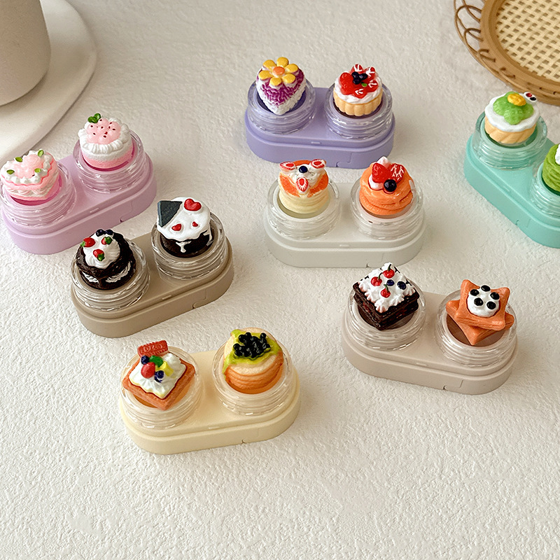 Portable drawer type contact lens box beautiful pupil box girl cute cake care box compact companion box CT38 Portable drawer type contact lens box beautiful pupil box girl cute cake care box compact companion box CT38