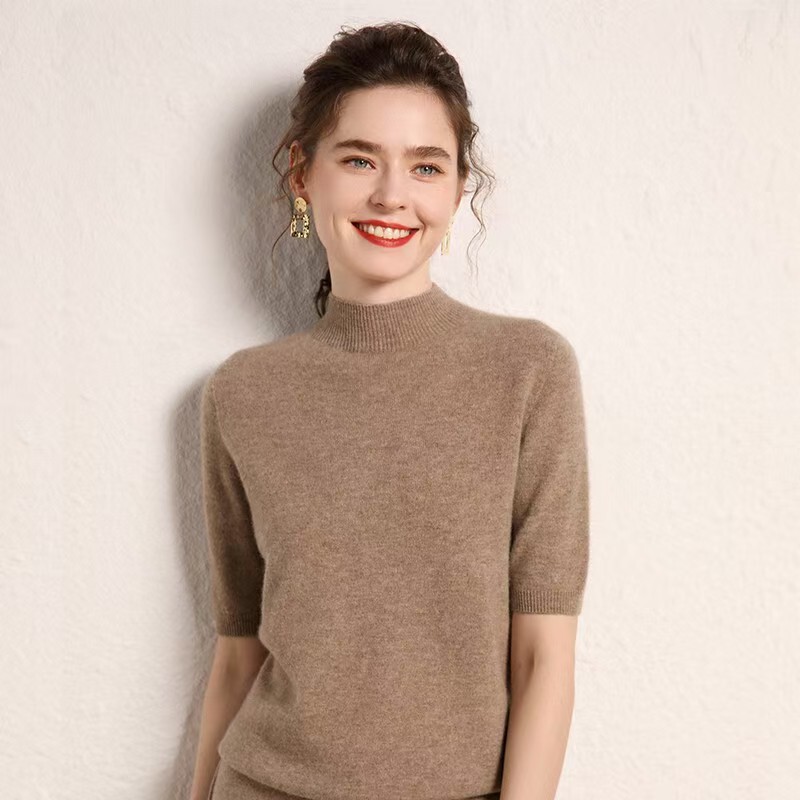 Cashmere Knit Half-Turtleneck Sweater for Women, Loose-Fitting Base Layer, Ready-To-Wear, Half-Sleeve, Super Affordable Cashmere Knit Half-Turtleneck Sweater for Women, Loose-Fitting Base Layer, Ready-To-Wear, Half-Sleeve, Super Affordable