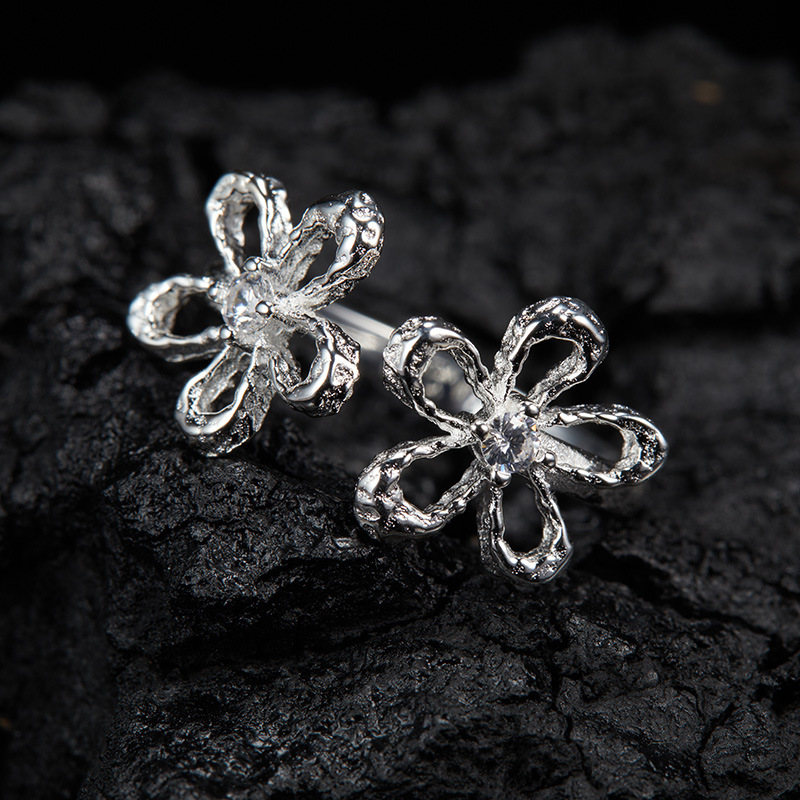 3g Weight Zircon Inlay Material Rings, Jewelry Set Classification cable chain Chain Type 1 Piece Quantity Casual, Daily Occasion 925 Sterling Silver Material Book, Flower Pattern All Seasons Season Women's Gender Elegant, Sweet, Simple Style, Korean Style Style 1 Piece 925 Sterling Silver Book Flower Zircon Cable Chain Rings Jewelry Set 5