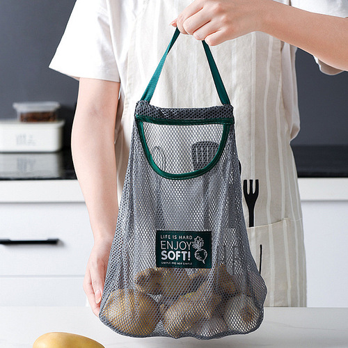厨房可挂式果蔬收纳挂袋便携手拎放姜蒜洋葱干菜镂空透气储物网袋