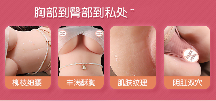 Jiuai Half-Body TPE Male Masturbator with Vaginal and Buttocks Entry, Manual Airplane Cup Style — detail image 2