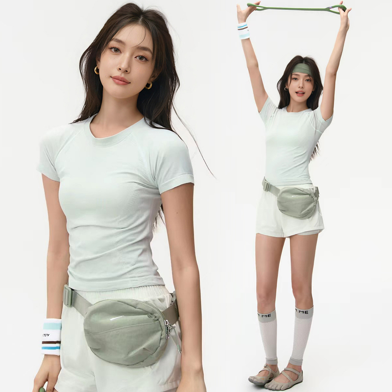 MUSIC BLEND Yoga Wear Short Sleeve Women's Sports T-Shirt Quick-Dry Breathable Running Fitness Pilates Top
