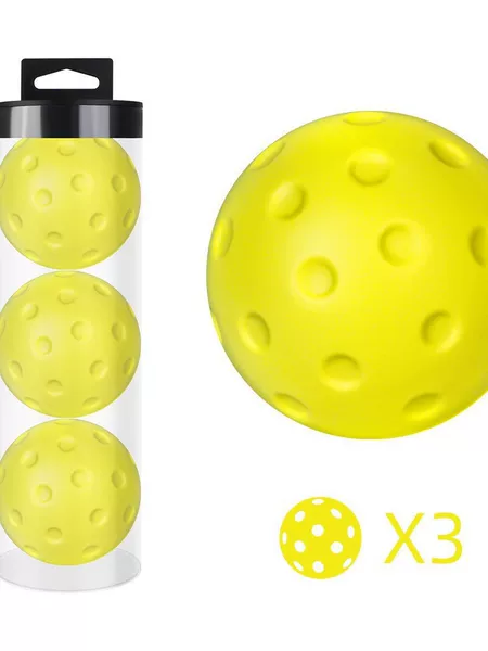 Factory Direct Sale 74mm 40-Hole Ball Silent Pickleball 3-Pack Transparent Tube Pu Foam Sponge Soft Ball Indoor Use