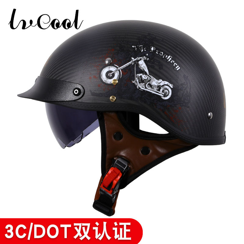 Casco de fibra de carbono certificado 3c personalizado fábrica OEM retro medio casco de motocicleta casco de seguridad motocicleta casco de pala de motocicleta