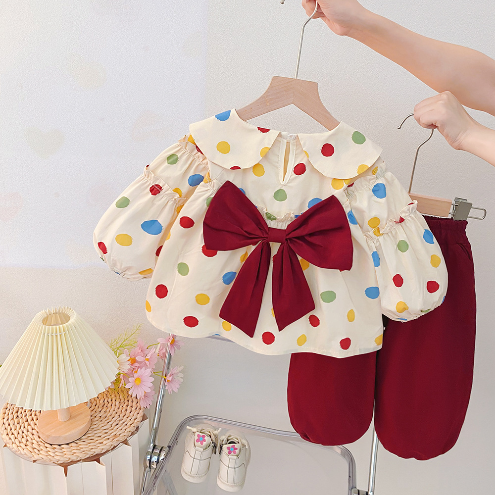 Foreign Trade Wholesale Kidsren's Autum Sweet Suit Baby Girl Spring and Autum Style Two-Piece Set 2025 New Live Supply