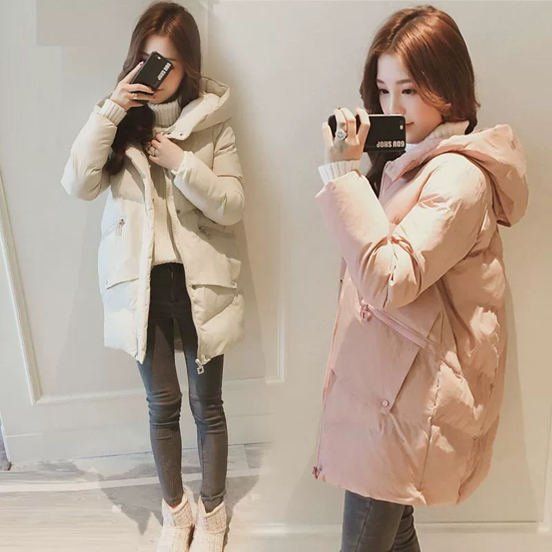 Long winter down jacket with down for students, mid-length, 2023 collection, Korean style, oversize, increased thickness