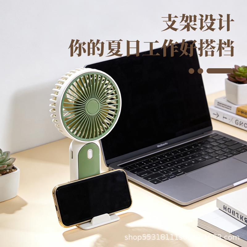 Ventilador de Mano con Soporte de Escritorio de ABS, 3 Velocidades Recargable por USB, Silencioso, para Oficina y Viajes image 4