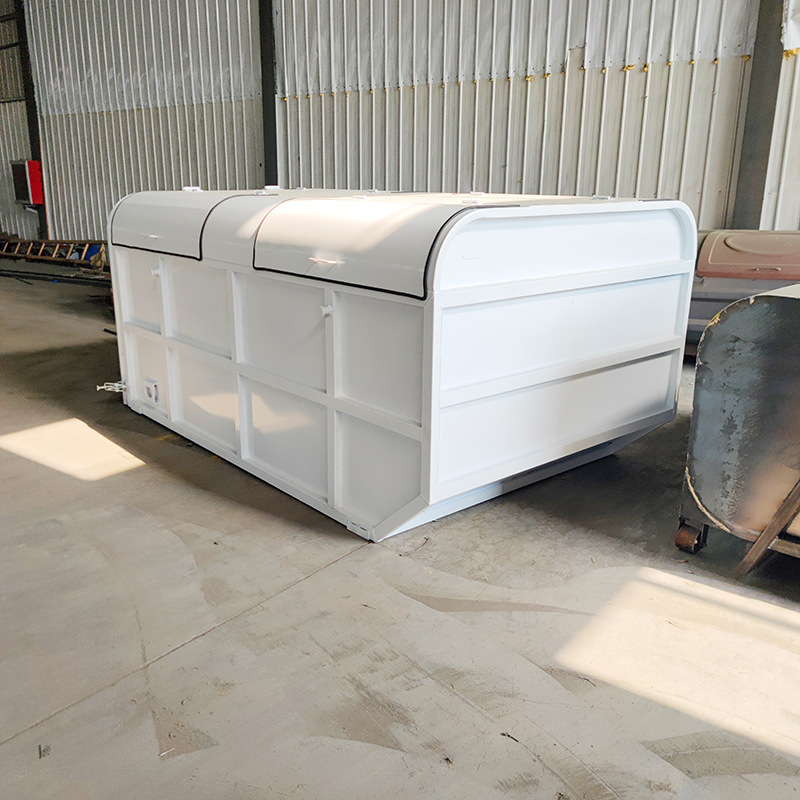 Construction site sanitation boat-shaped garbage bin, mobile garbage collection box that can be attached to a vehicle, iron swing-arm garbage bin