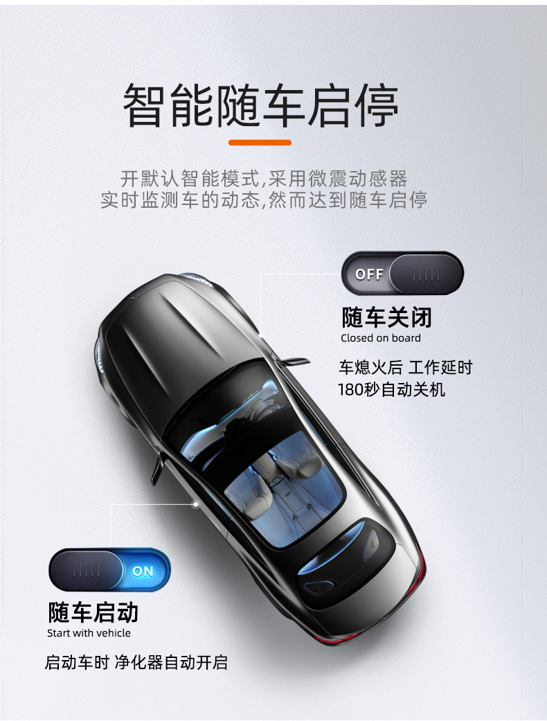 Car Air Purifier, Car Oxygen Bar, Formaldehyde Odor Removal, Second-Hand Smoke Aromatherapy, Car Start Solar Energy