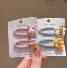 新款卡通小熊宝宝发卡水滴形碎发夹子女童侧边bb夹韩版儿童发饰