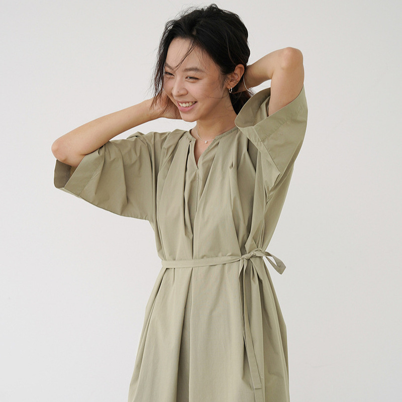 Love and Nancy Guangzhou Thirteen Lines Summer Original New Casual Loose Three-Quarter Sleeve Lazy Dress 212990