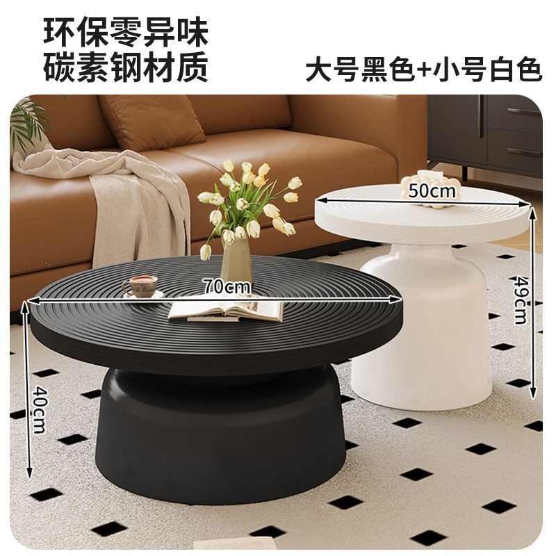 Coffee table 70+50 pure black + pure white thickened version