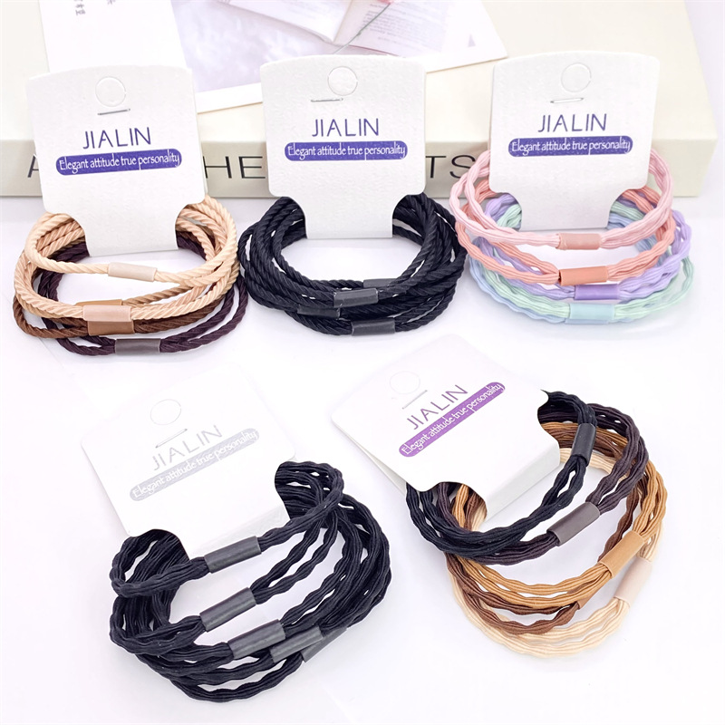Paquete de tarjetas 3 trenzas banda de pelo pequeño borde ancho fresco contraste color Banda de goma combinación traje de estilo coreano color a juego venda tejida