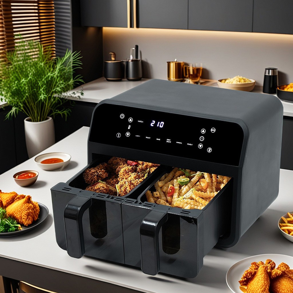 Fritadeira de ar com panela dupla com tela sensível ao toque 8L - pedido mínimo 300 / Padrão europeu 220V