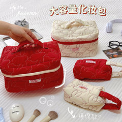 Rich Rabbit Cosmetic Bag Cute Niche Female Storage Bag Student Portable Large Capacity Quilted Cotton Rabbit Wrist Bag