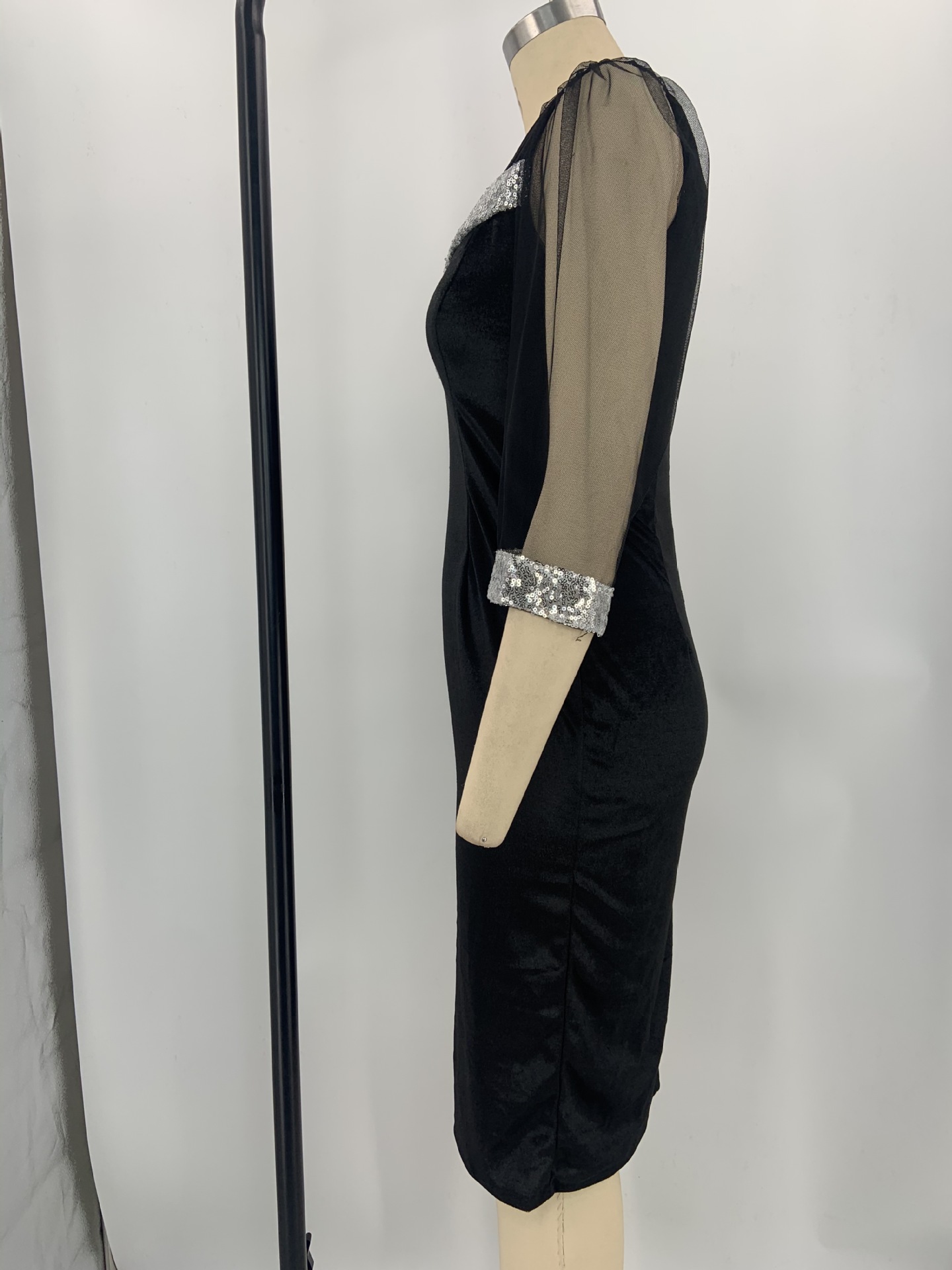 GraceChic Plus Size Elegant Mesh Patchwork High Waist Slim Fit Pencil Dress For Women On_voghion.com