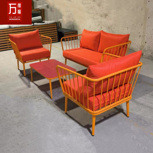 Outdoor Leisure aluminum alloy sofa waterproof landscape project sales outdoor sofa coffee table combination metal sofa