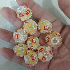 个性重工珍珠贴薯条砂糖珠 DIY手工串珠散珠串笔钥匙链饰品配件