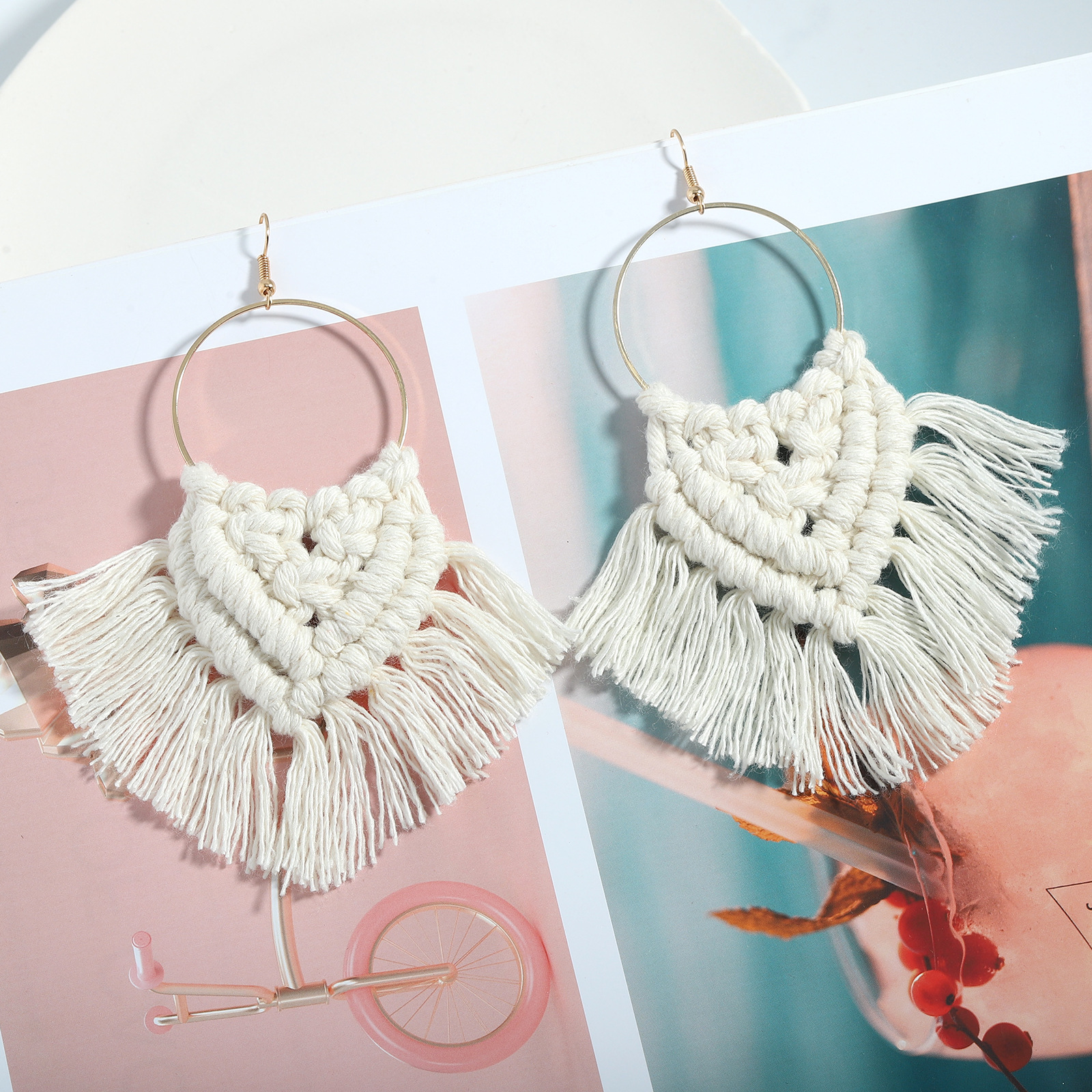 Bohemian Ethnic Style Handmade Braided Tassel Color Earrings display picture 1