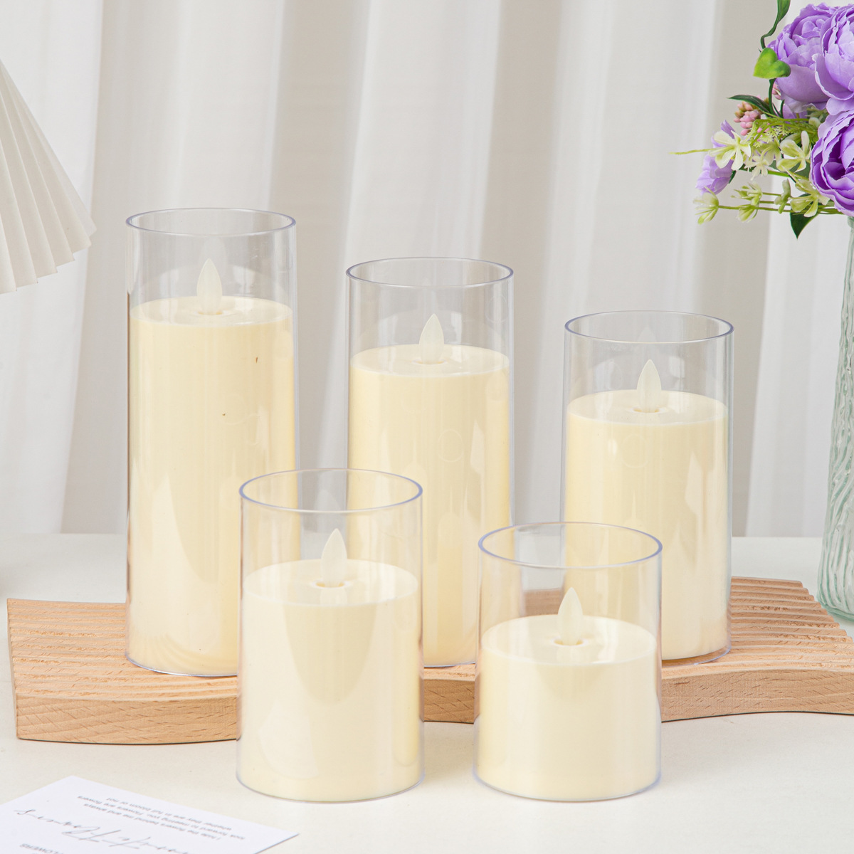 跨境LED电子蜡烛灯 烛光音乐会剧本婚庆仿真透明灰色氛围蜡烛灯