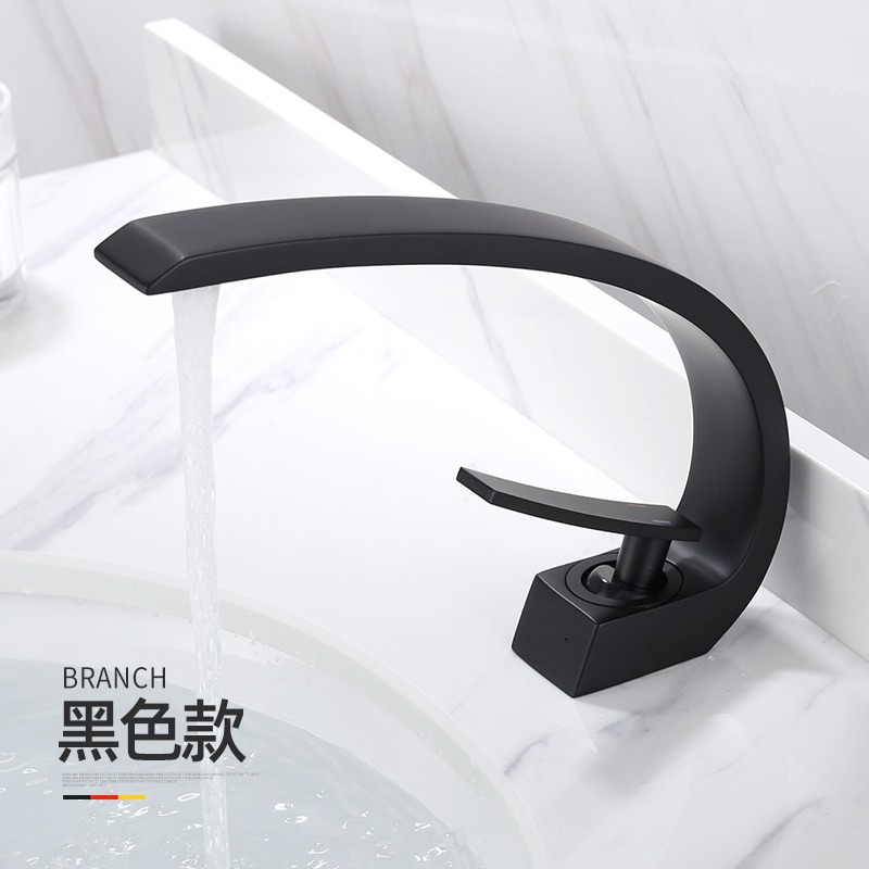 Negro Cuenca del grifo caliente y fría fregadero de cobre lavabo inodoro grifo creativo Nórdico