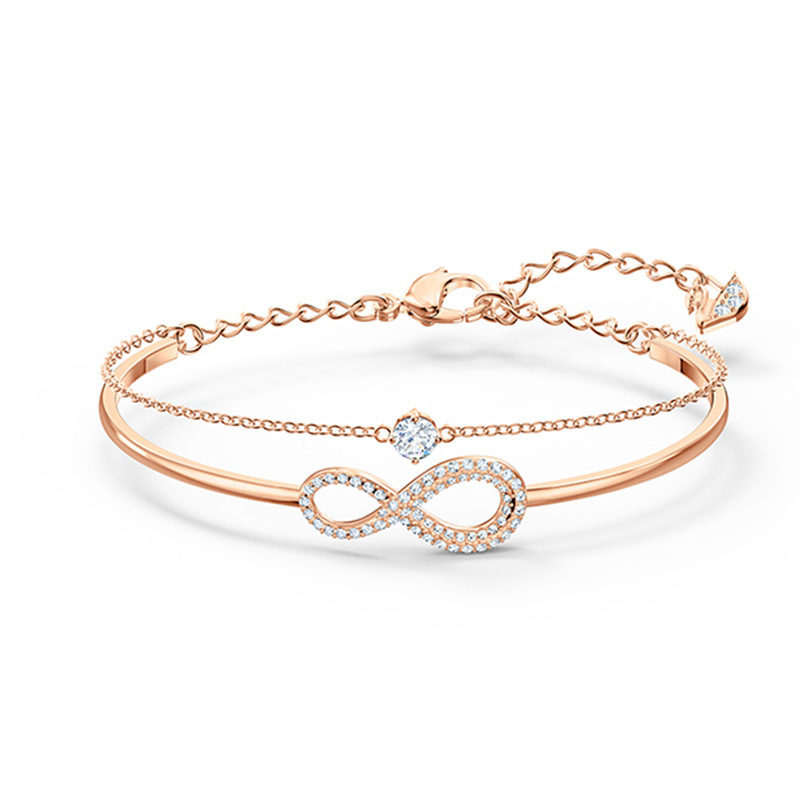 Shi Jiagao Version Eternal Love Double-layer Bracelet Women's Light Luxury Niche Element Crystal 8-character Bracelet Factory Daifa