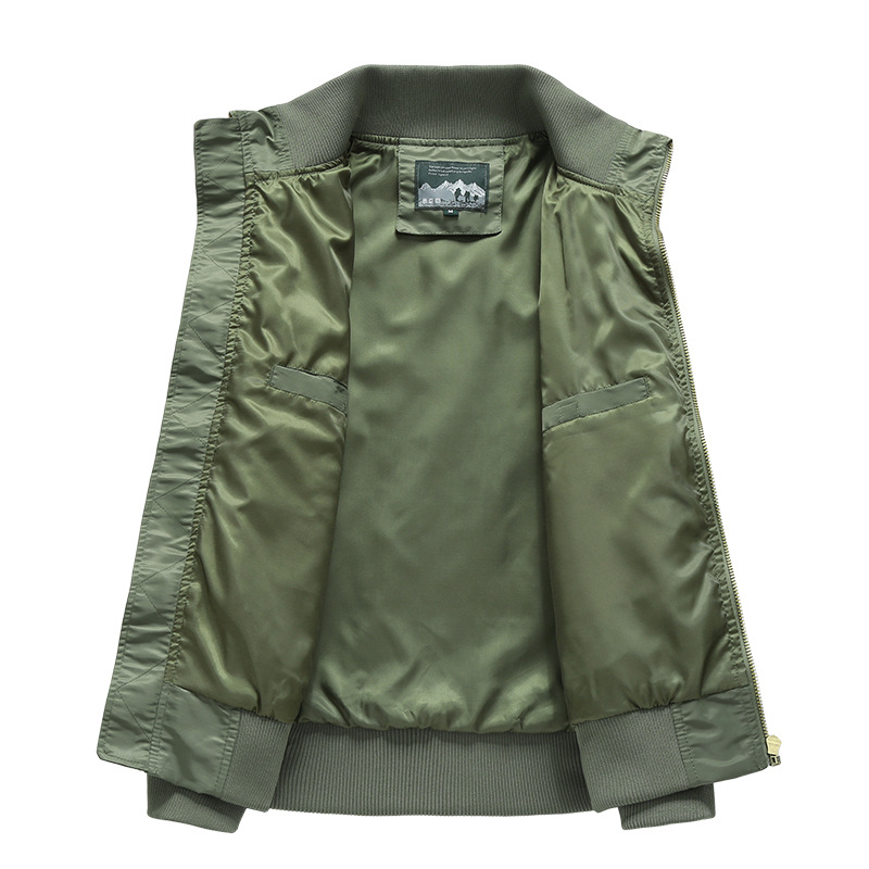 Chaqueta de piloto de comercio exterior transfronterizo chaqueta de vuelo hombre primavera y otoño collar suelto chaqueta de mediana edad joven hombre
