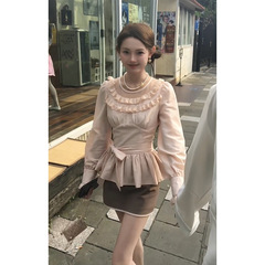 法式小资蕾丝无袖上衣女早秋独特绝美纯欲风套装半身短裙