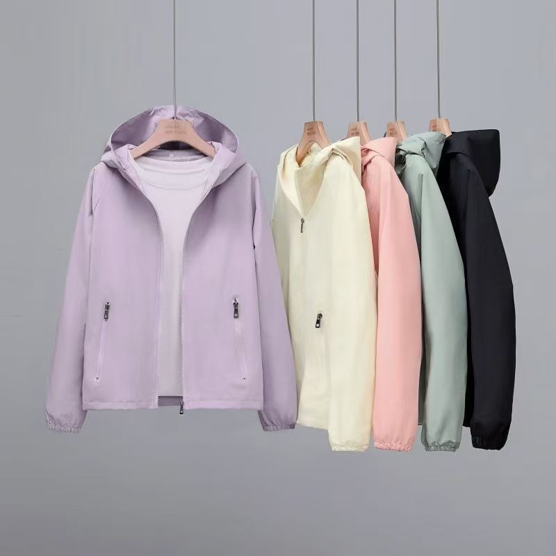 2026 Spring and Autumn New Women's Hooded Short Jacket Casual Loose Solid Candy Color Jacket Thin Top Trendy 2026 Spring and Autumn New Women's Hooded Short Jacket Casual Loose Solid Candy Color Jacket Thin Top Trendy