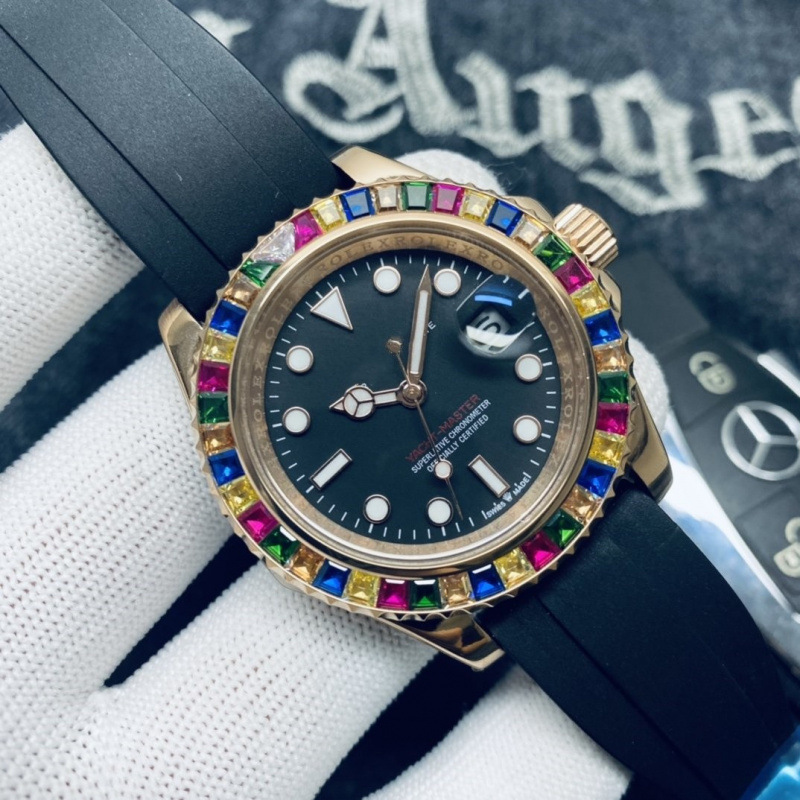 Laojia Men's Watch Yacht Series Watch Fully Automatic Mechanical Luminous Diving Watch Rainbow Sugar Bean Tape Pair Watch Laojia Men's Watch Yacht Series Watch Fully Automatic Mechanical Luminous Diving Watch Rainbow Sugar Bean Tape Pair Watch