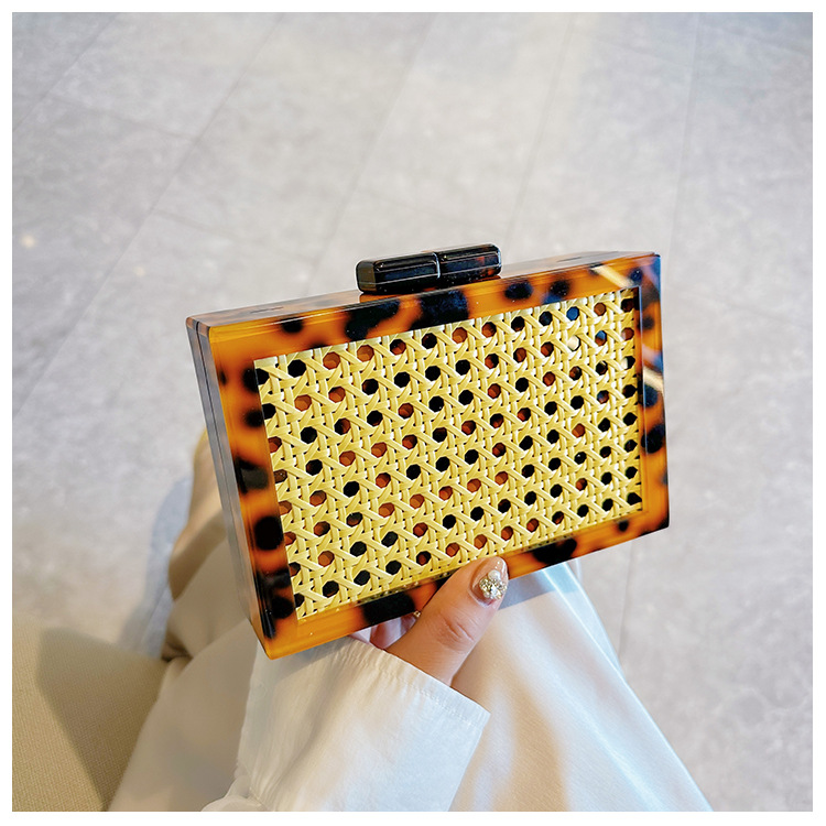 New fashionable green wicker acrylic bag for cross-border foreign trade women, evening bag, single-shoulder crossbody banquet clutch undefined