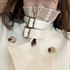 「北川景子」正肩立领英伦风/不规则中短款风衣外套女秋