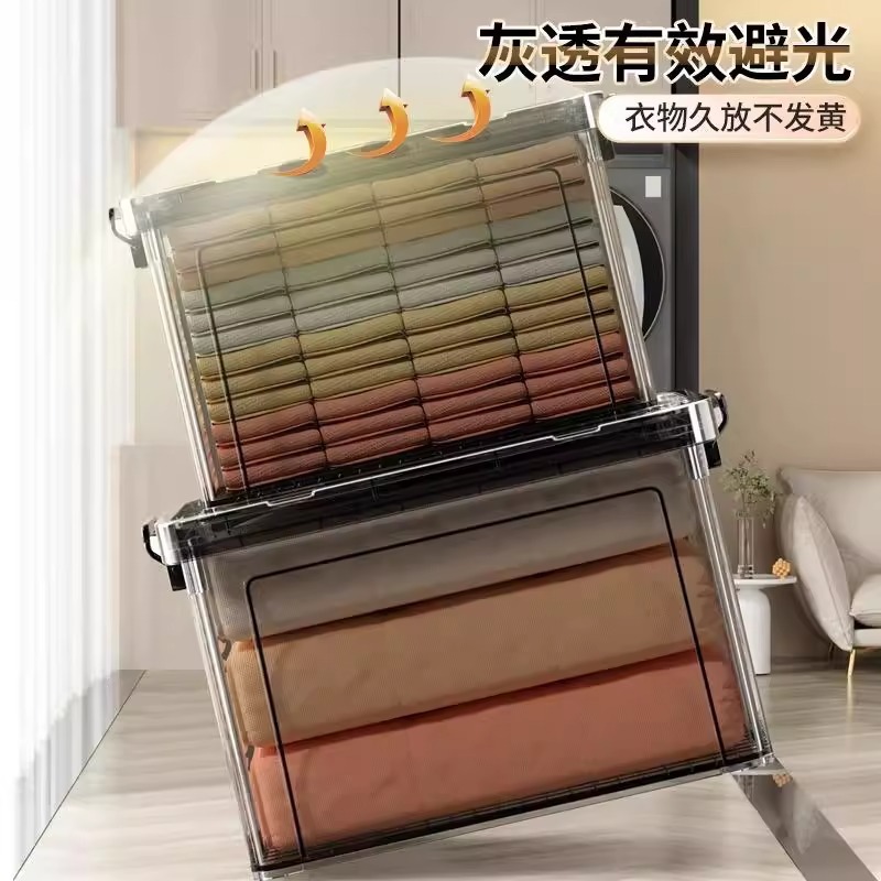 Caja de almacenamiento transparente, ropa para el hogar, juguetes, caja de almacenamiento de bocadillos, dormitorio de estudiantes, caja de almacenamiento de gran capacidad, suministros de almacenamiento