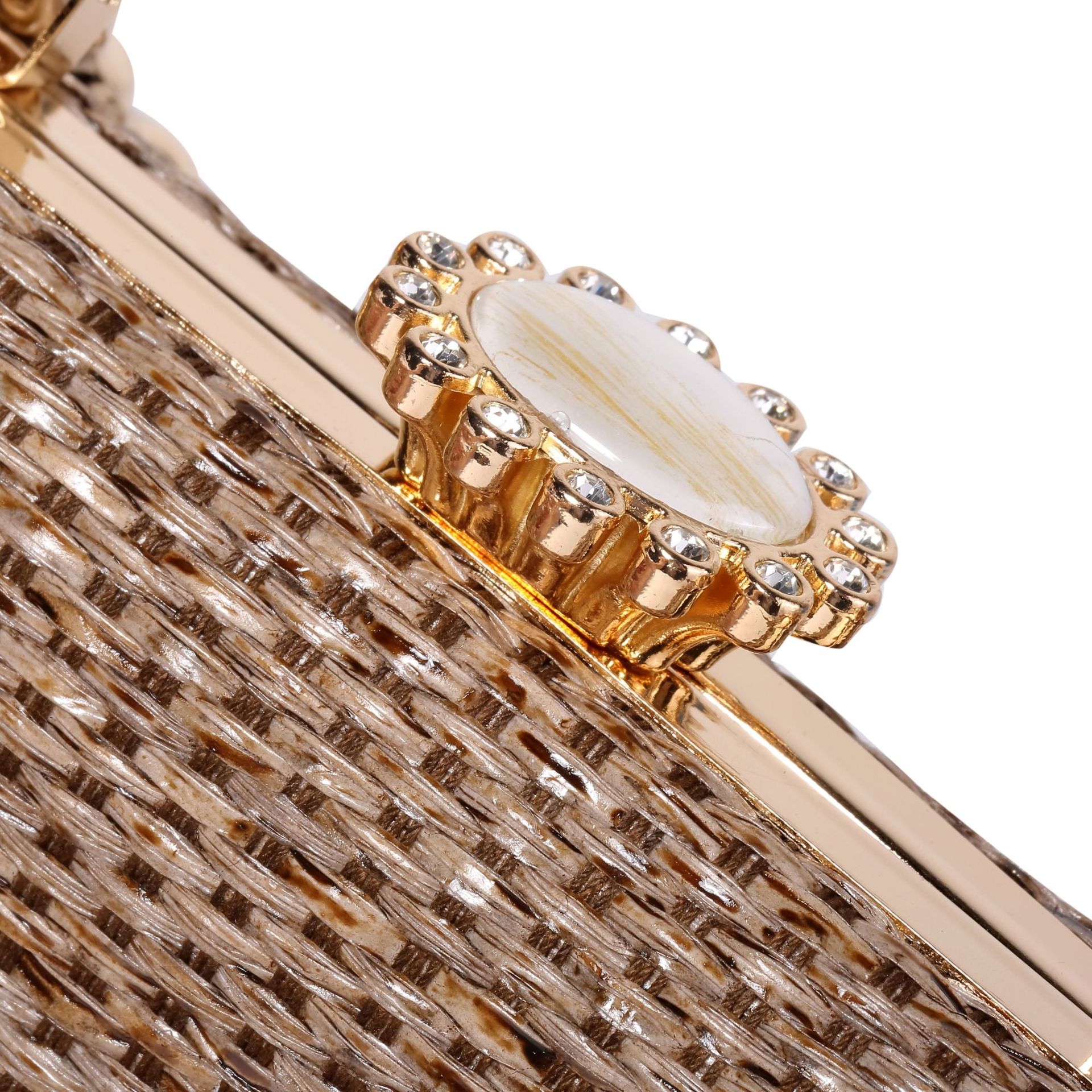 322g Weight Lock clasp Closure Type Ring Handle, Chain Strap Type Evening Bag, Box bag Bags Type Casual Occasion Straw Material Solid Color Pattern All Seasons Season Women's Gender Elegant Style Square Shape Women's Straw Solid Color Elegant Square Lock Clasp Evening Bag Box Bag 18