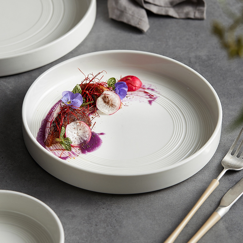 Advanced Japanese Style Tableware Steak Dinner Plate Western Plate Light Flat Plate Home Nordic Light Luxury White Ceramic Dishes Plate Advanced Japanese Style Tableware Steak Dinner Plate Western Plate Light Flat Plate Home Nordic Light Luxury White Ceramic Dishes Plate