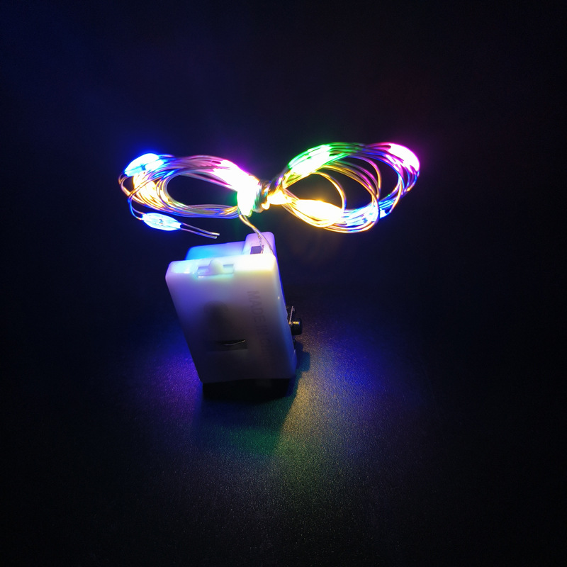 65000810 led铜线小白盒灯串-1米10灯 彩色