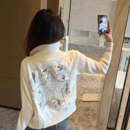 南油高定D家新款优雅气质名媛风轻奢刺绣外套针织衫上衣精品女装