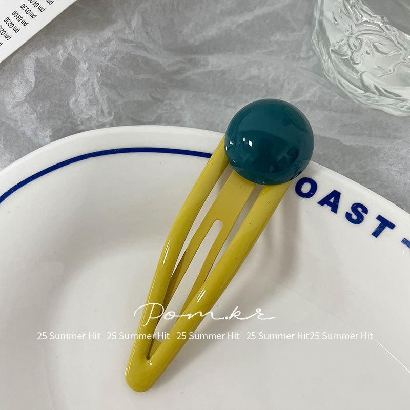 新款韩版撞色多巴胺豆豆发夹儿童大号水滴侧边碎发刘海夹掰掰夹女|undefined