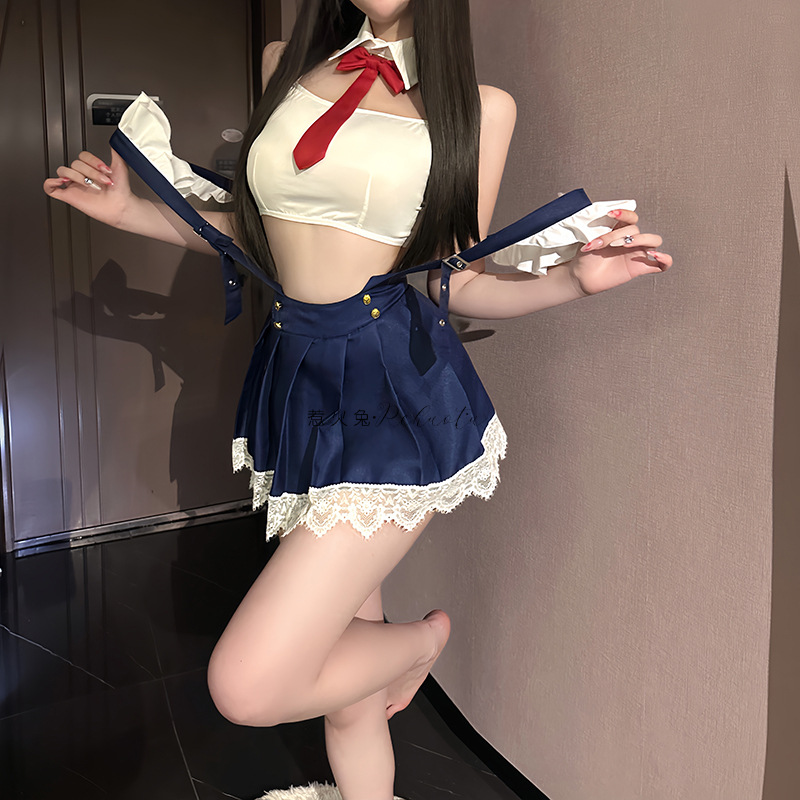 惹火兔情趣内衣学生装制服诱惑学院JK校园激情短裙免脱套装8530