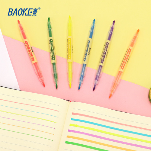 Boker Fluorescent Pen Dual Head Fluorescent Marker Pen Color Highlighter Fluorescent Pen Notebook Colored Pen Note Taking Dedicated 