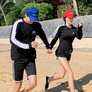 Korean Style Couple Holiday Swimwear Sun-proof Quick-drying Jellyfish Suit Diving Suit Split Long Sleeve Swimwear Surfing Wholesale Swimwear