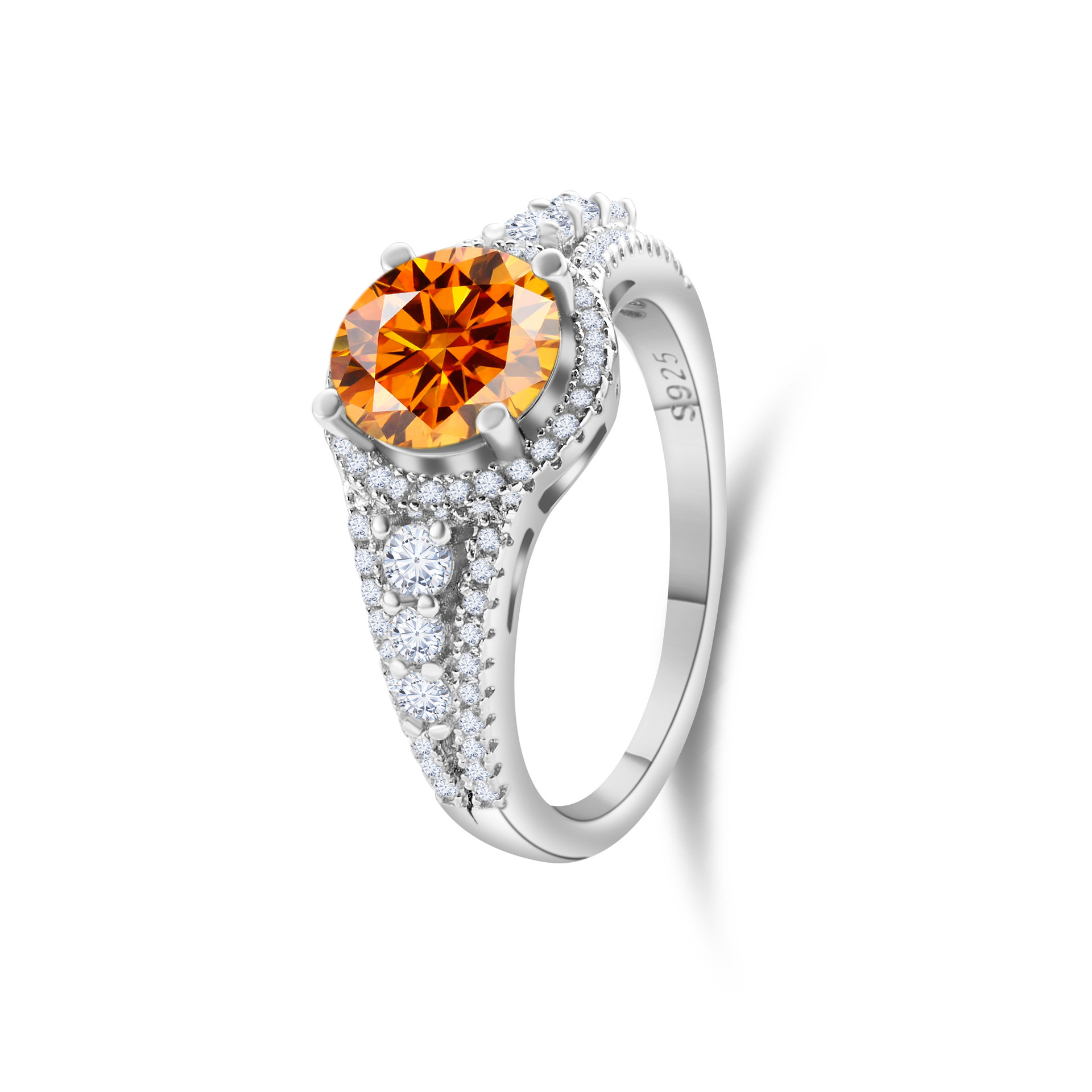 2CT anillo de piedra de diamante de color plata esterlina S925 anillo de piedra de diamante de lujo rosa azul de piedra de diamante