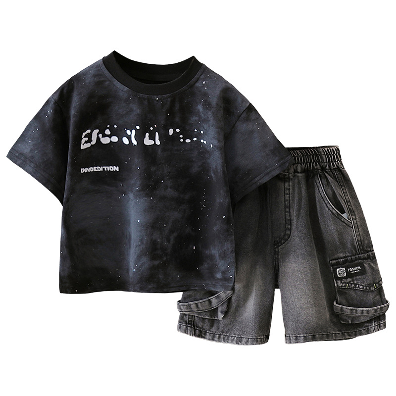 7131 ropa para niños traje para niños verano coreano camiseta de manga corta pantalones cortos estilo de verano para niños