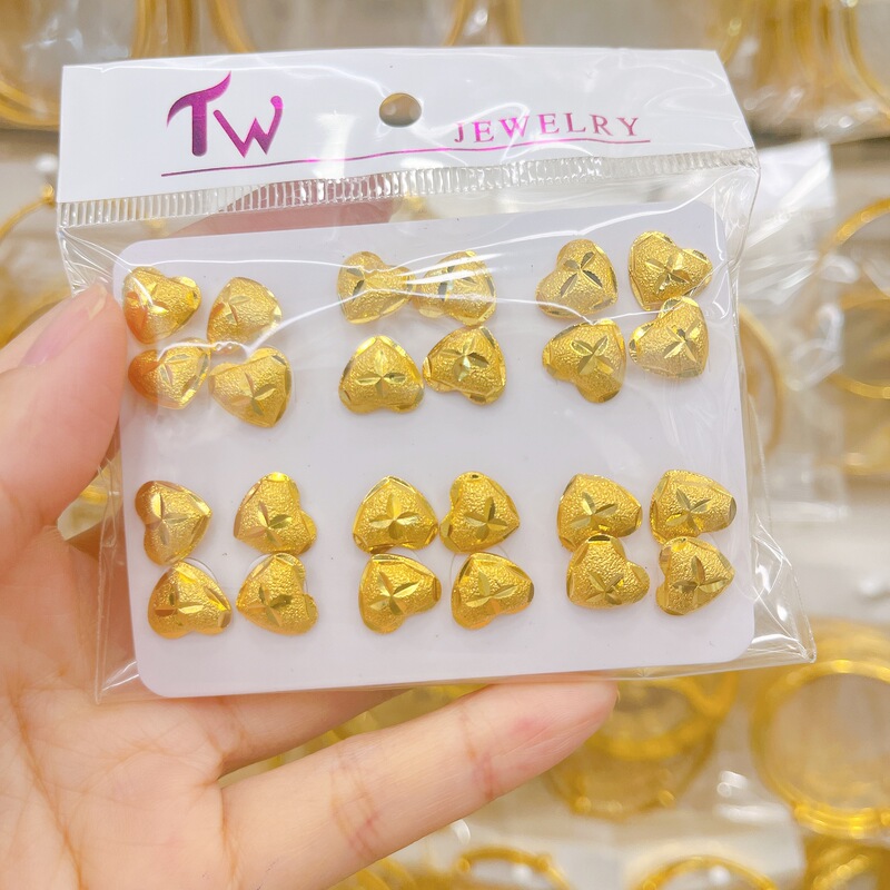 跨境耳饰仿黄金耳钉铜镀金花朵蝴蝶圆珠珠耳环饰品时尚甜美精美|undefined