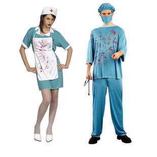 Halloween cosplay Bleeding Nurse Costume Masquerade Parody Dress Up Prop Costume Horror Surgeon Costume